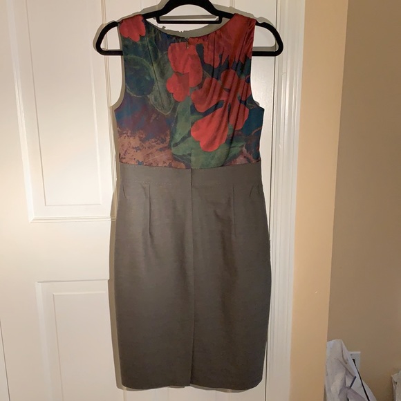 Elie Tahari Silk Wool Cotton Elastane Red Blue Olive Gray Floral Sheath Dress - Picture 8 of 15